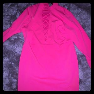 Sexy hot pink midi dress